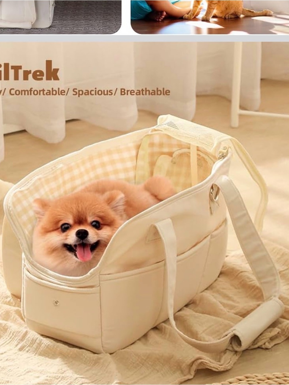 Pet Tote Cat or Dog Carrier Tote Bag with Padded Cushion for Travel